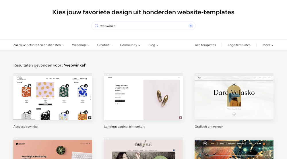 Wix templates overzicht