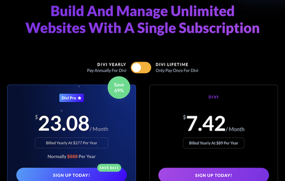 Divi jaarlijkse pakketten