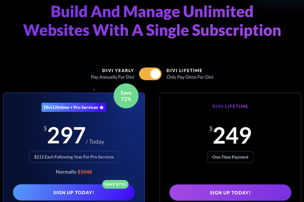 Divi lifetime pakketten