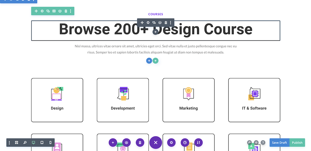 Divi Builder sections, rows en modules