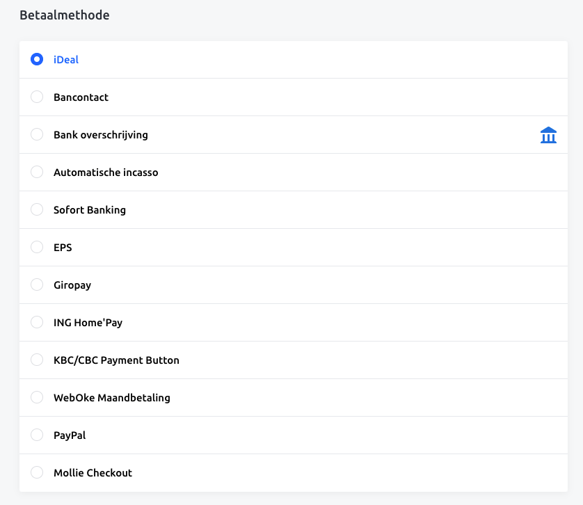 WebOké betaalmethodes
