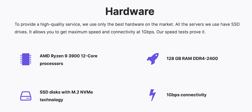 SupportHost server specs