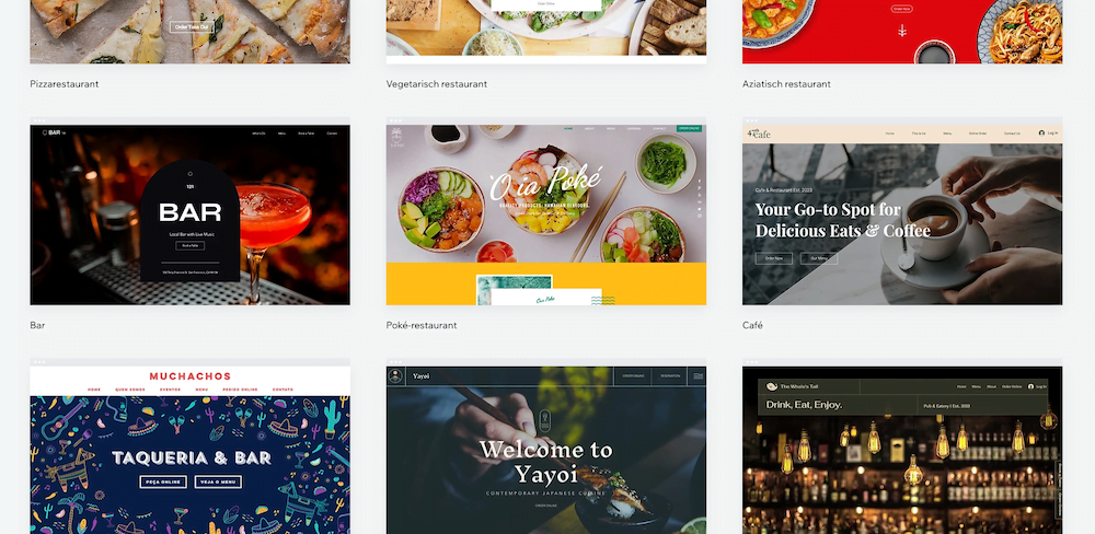 Wix restaurant templates