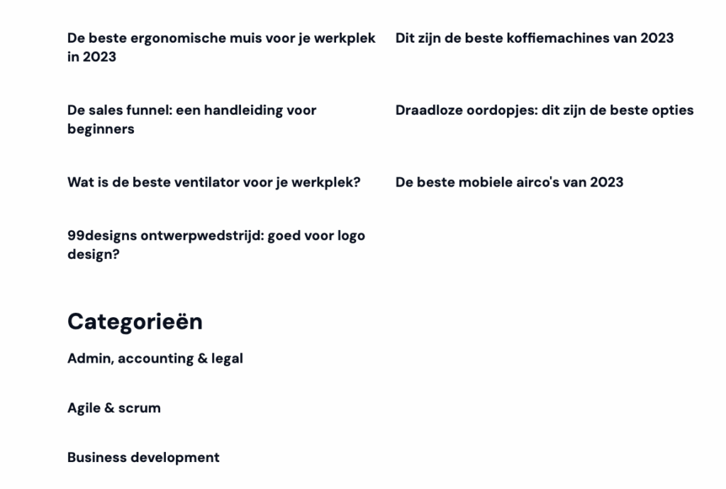 Voorbeeld van een HTML sitemap 
