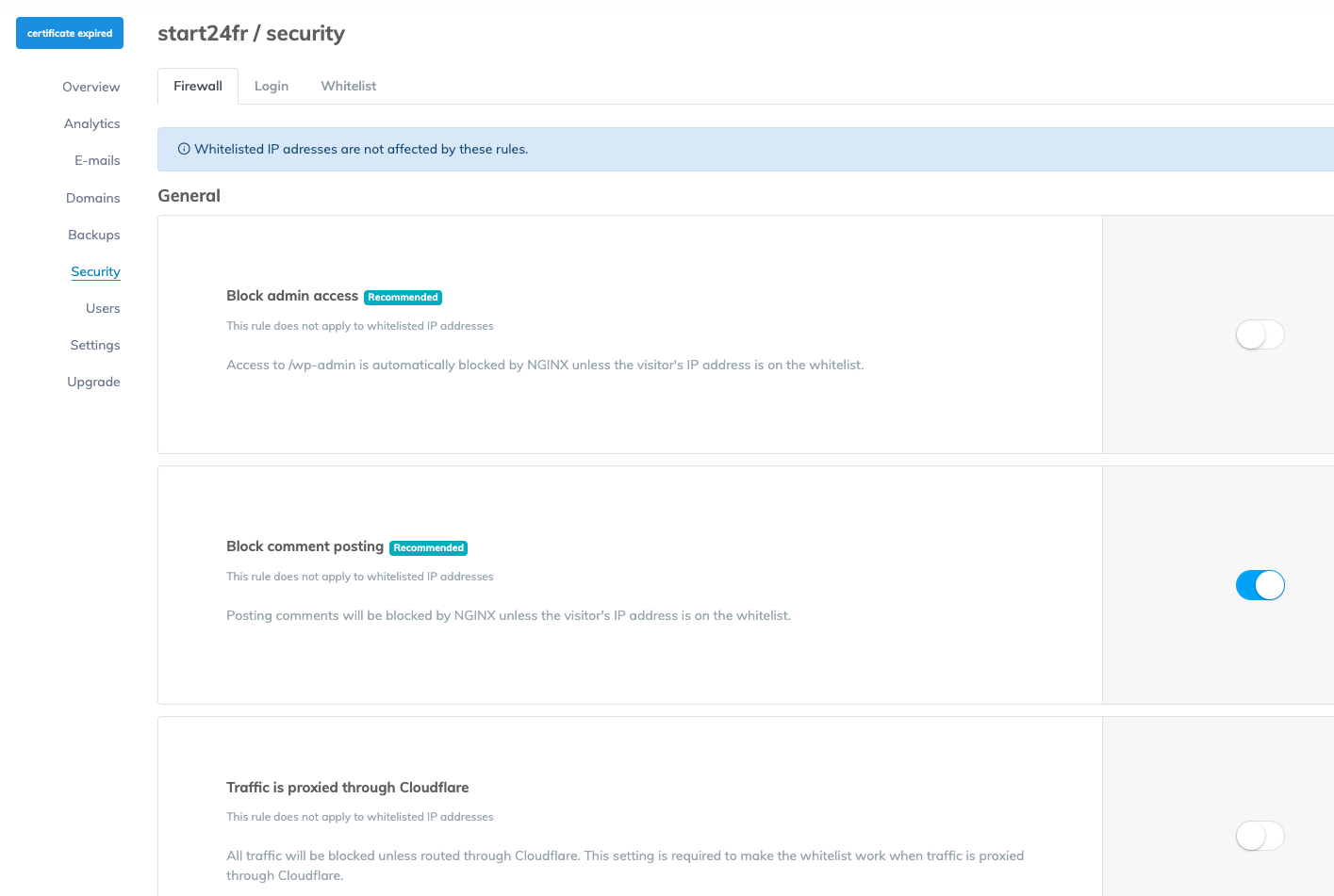 BladeWP beveiliging features