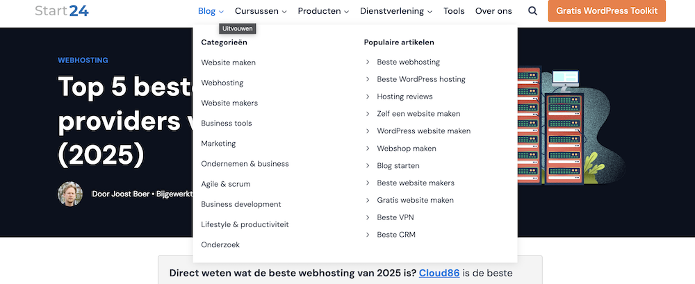 Voorbeeld van een Kadence mega menu