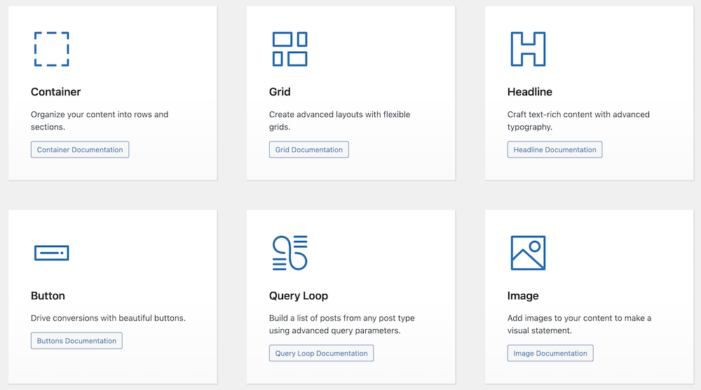 GenerateBlocks in het WordPress dashboard