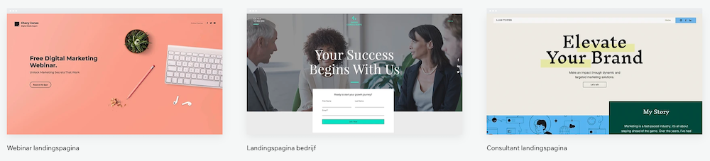 Wix templates voor landingspagina's.