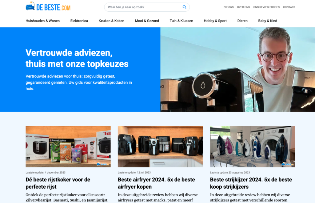 DeBeste.com homepage.