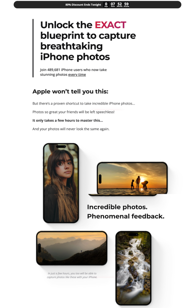 iPhone Photography School landingspagina.