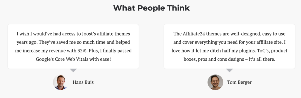 Affiliate24 testimonials. 