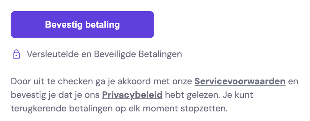Hostinger afrekenen. 