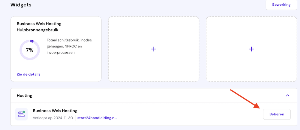 Hosting pakket beheren Hostinger. 