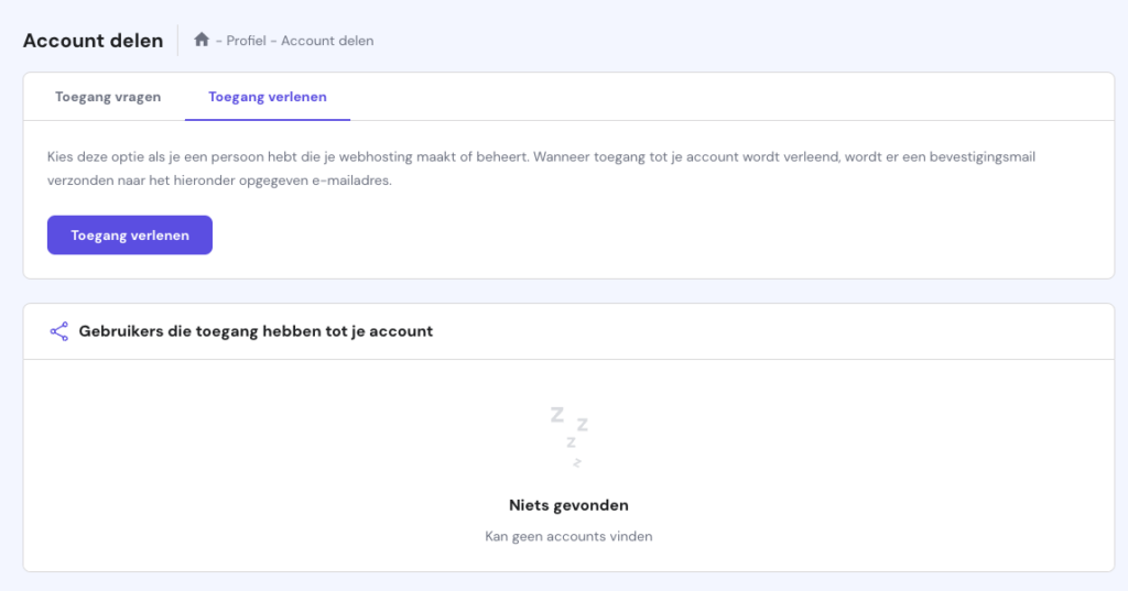 Hostinger account delen. 