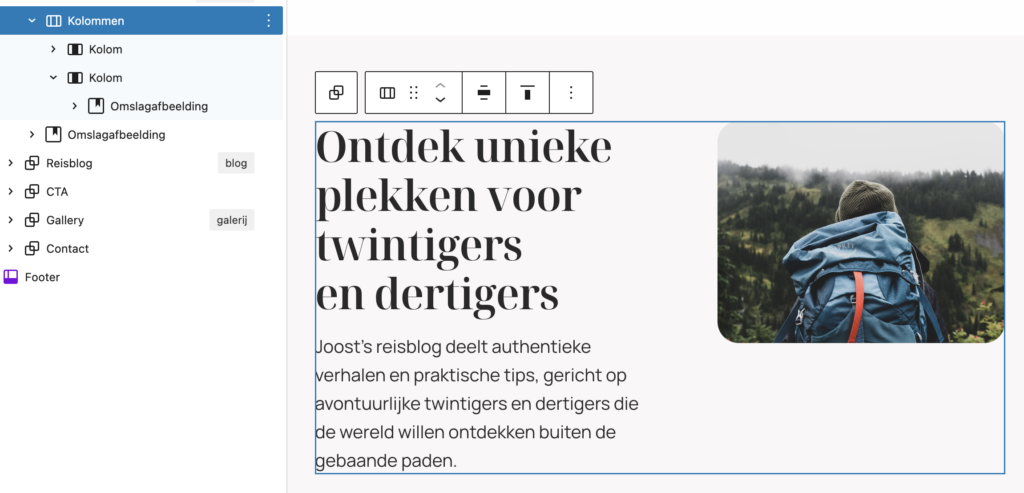 Layout aanpassen WebOké website
