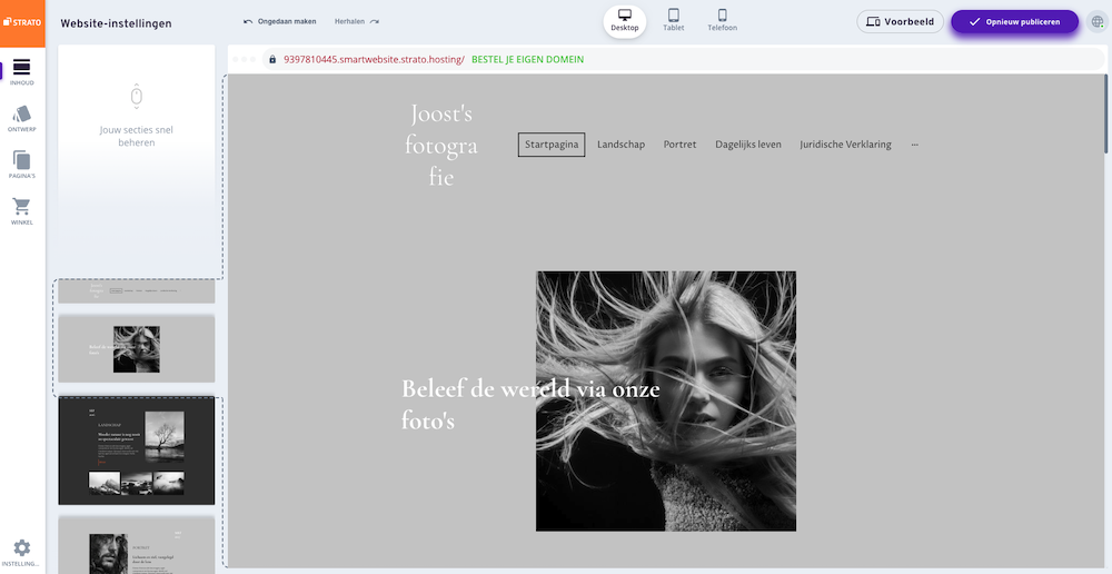 STRATO Sitebuilder editor