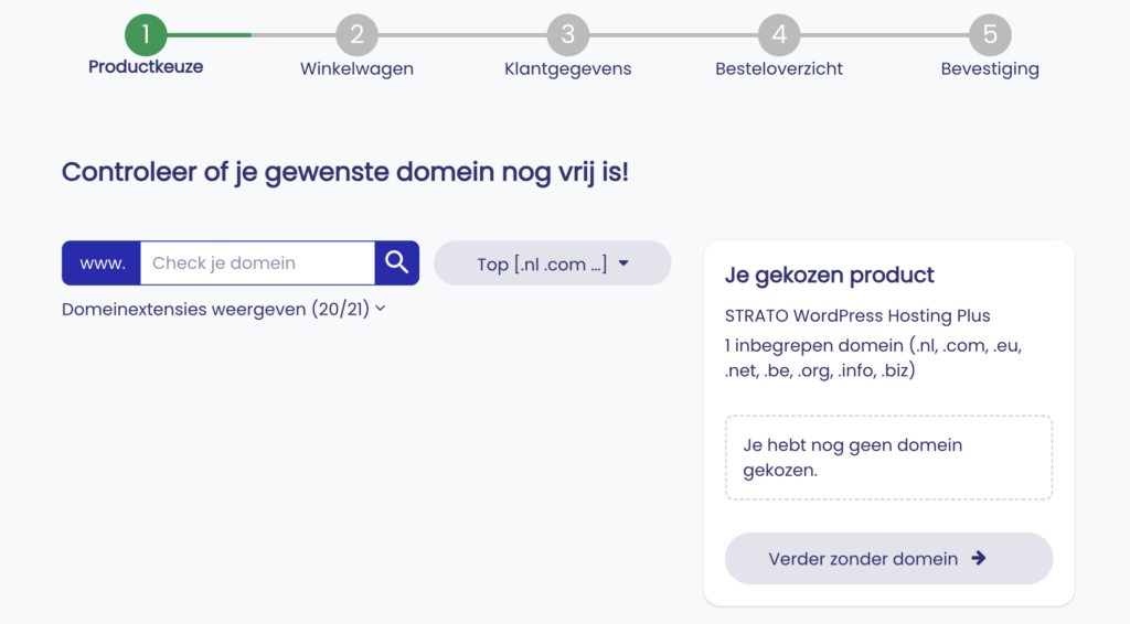 STRATO domein kiezen