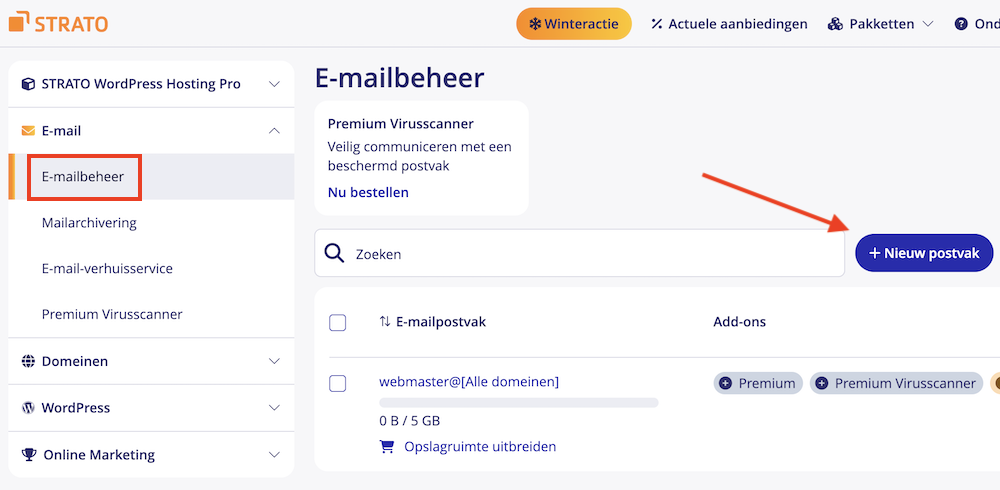 STRATO email aanmaken